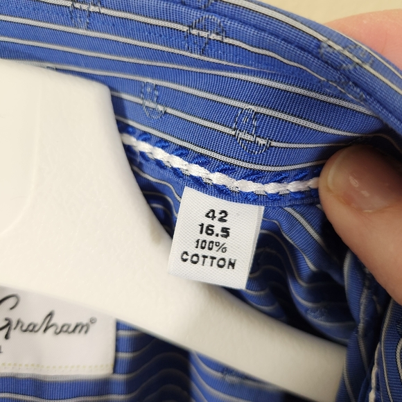 Robert graham blue striped paisley long sleeve cuff shirt sz s (42)16.5 - Picture 3 of 15